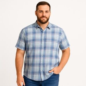 GRAYERS CLOTHIERS Men’s Plaid Short Sleeve Button Down Shirt, Size XL